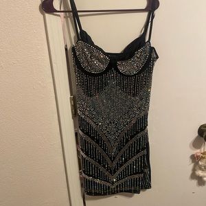 Rhinestoned mini cocktail dress